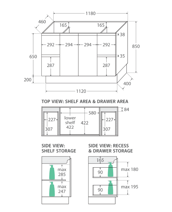 Sarah Bianco Marble Undermount 1200 Edge Scandi Oak Vanity on Kick