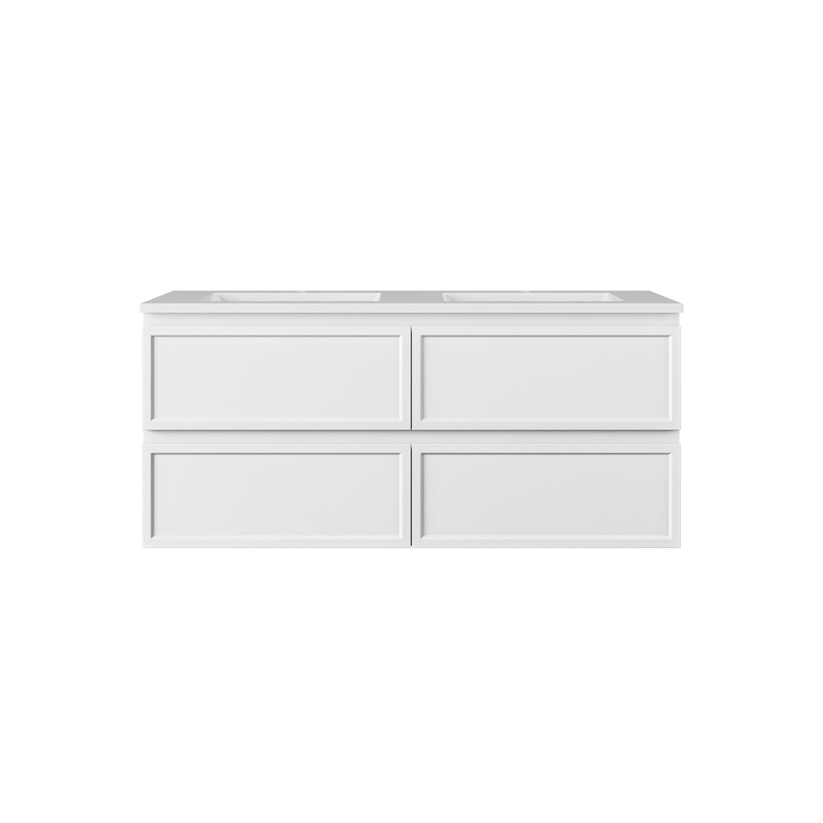 Lukka Hamilton Prime 1200 Four-Drawer Wall-Hung Vanity - Matte White - cabinet and top example