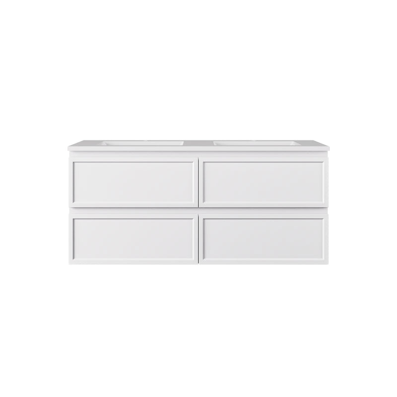 Lukka Hamilton Prime 1200 Four-Drawer Wall-Hung Vanity - Matte White - cabinet and top example