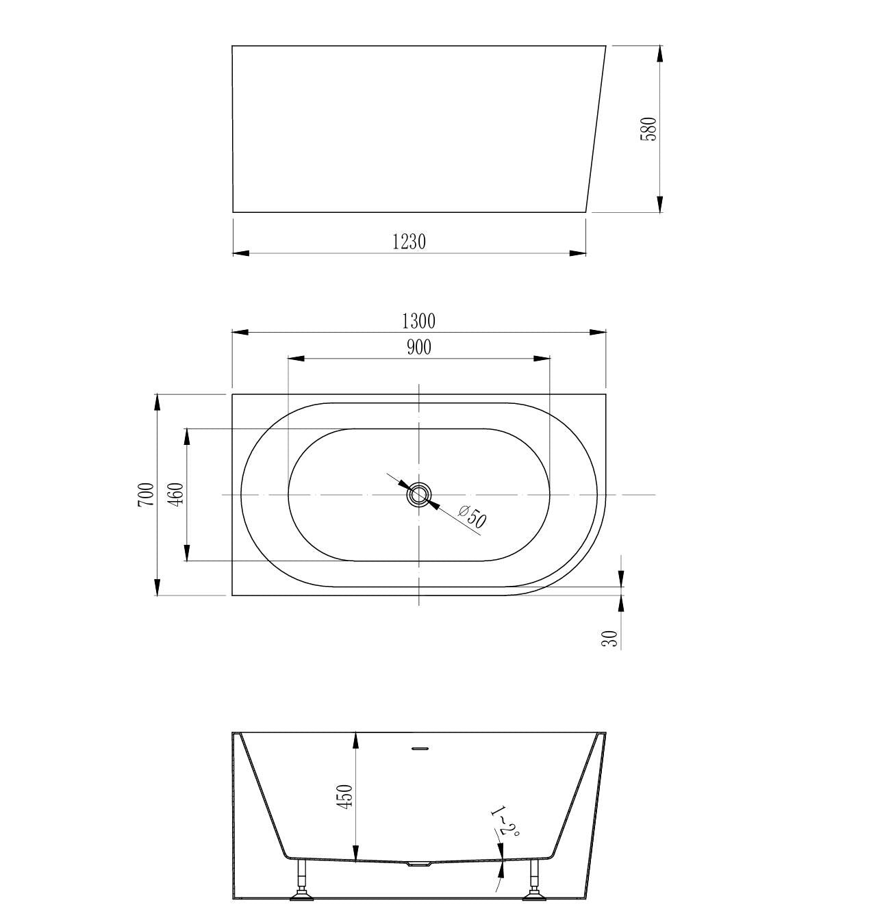 Ovia 1300mm Left Hand Corner Bath Tub Gloss White