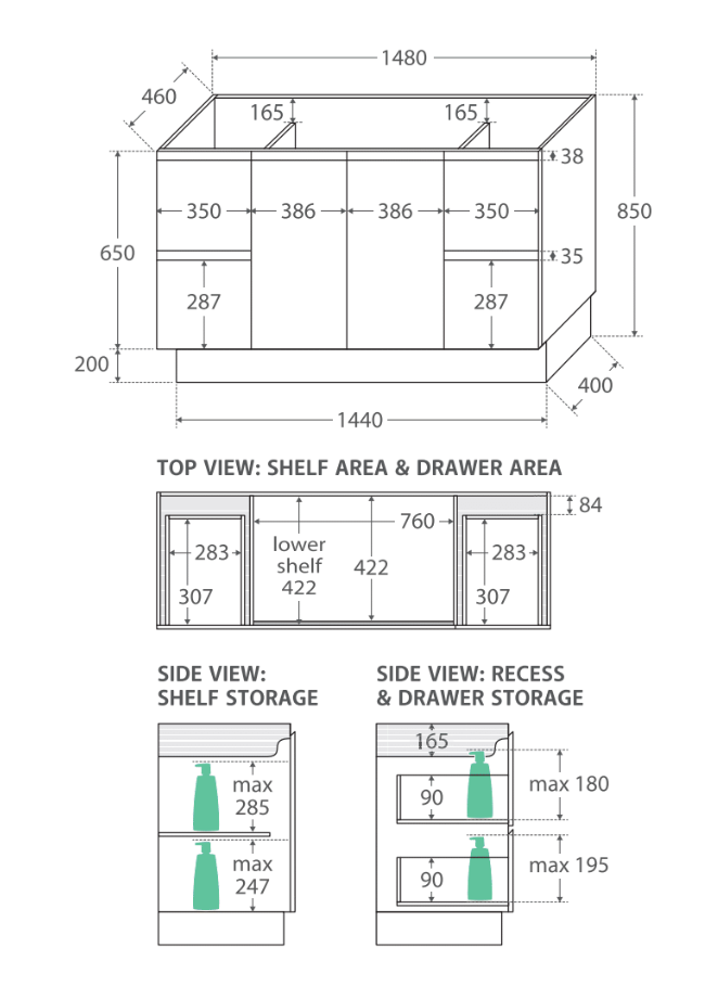 Sarah Bianco Marble Undermount Single Bowl 1500 Edge Scandi Oak Vanity on Kick