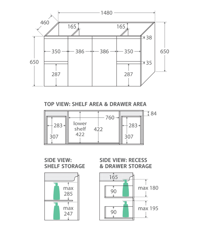 Sarah Bianco Marble Undermount Single Bowl 1500 Edge Scandi Oak Wall-Hung Vanity