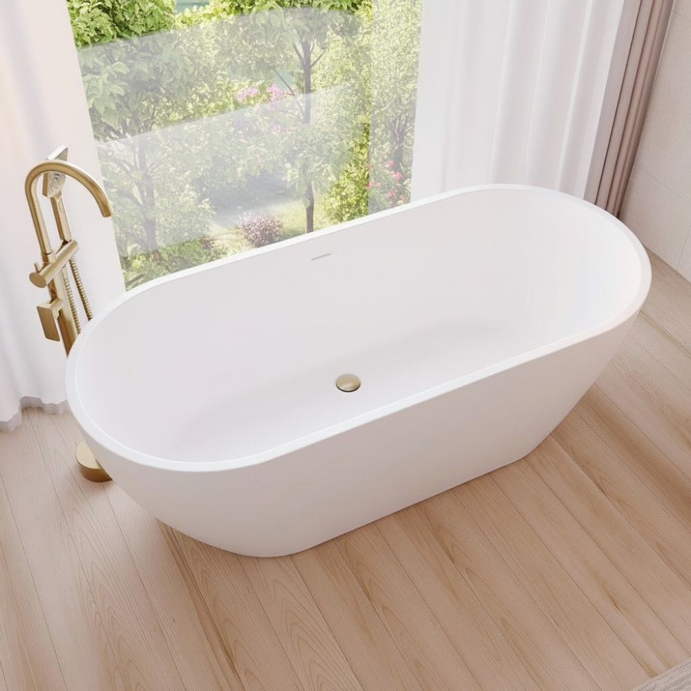 1500mm Freestanding Bathtub Vienna Egg Acrylic Matte White PREMIUM
