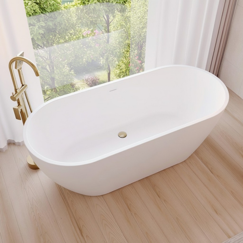 1500mm Freestanding Bathtub Vienna Egg Acrylic Matte White PREMIUM