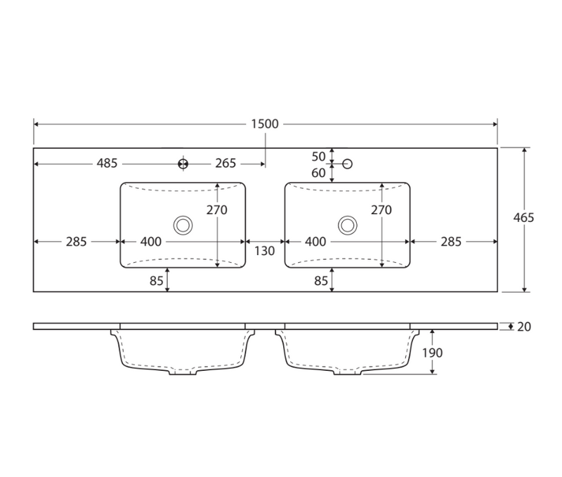 Sarah Bianco Marble Undermount Double Bowl 1500 Edge Scandi Oak Vanity on Kick