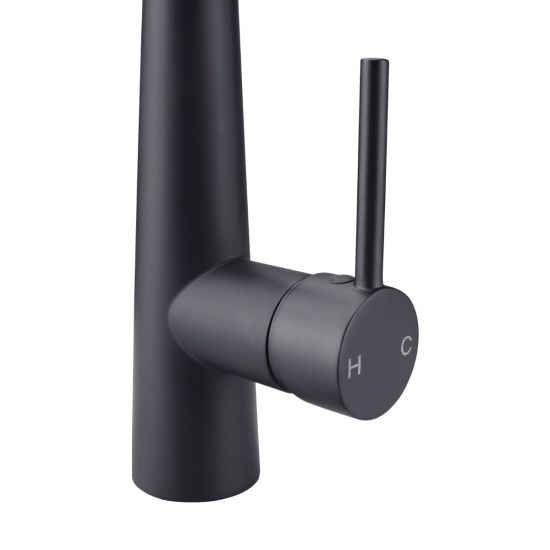 Aquaperla Euro Round Electroplated Black 360° Swivel Pull Out Kitchen Sink Mixer Tap 445*220mm