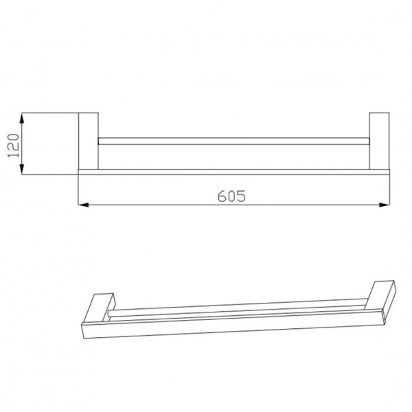 Zen 610mm Double Towel Rail Matt Black