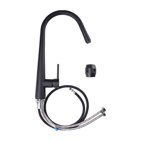 Aquaperla Euro Round Electroplated Black 360° Swivel Pull Out Kitchen Sink Mixer Tap 445*220mm