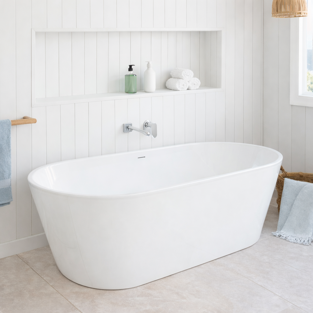 Ovia Oval 1700mm Milan Freestanding Bath Tub Gloss White