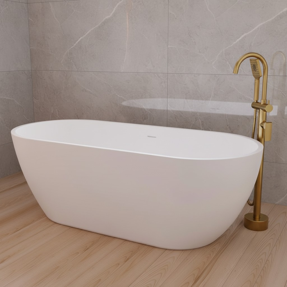 1680mm Freestanding Bathtub Vienna Egg Acrylic Matte White PREMIUM