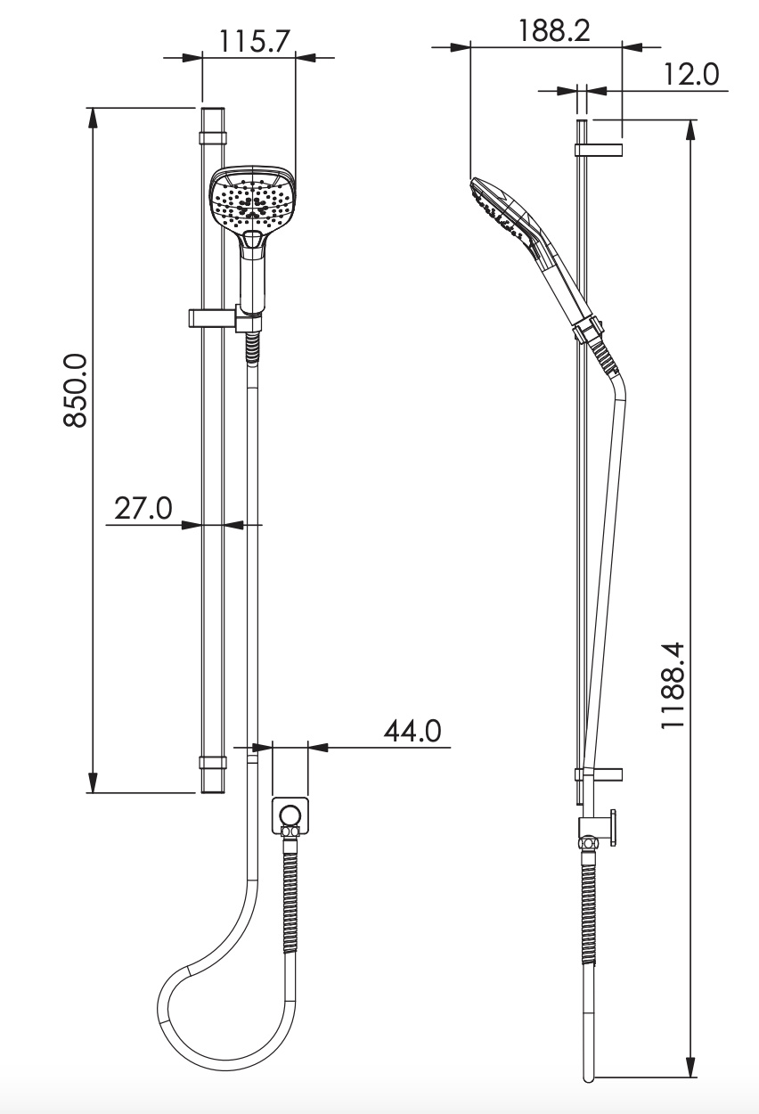 Greens Skyla AirFlo™ Rail Shower Chrome