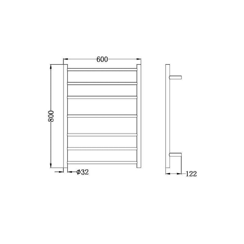 Nero 7 Bar Non Heated Black Towel Ladder