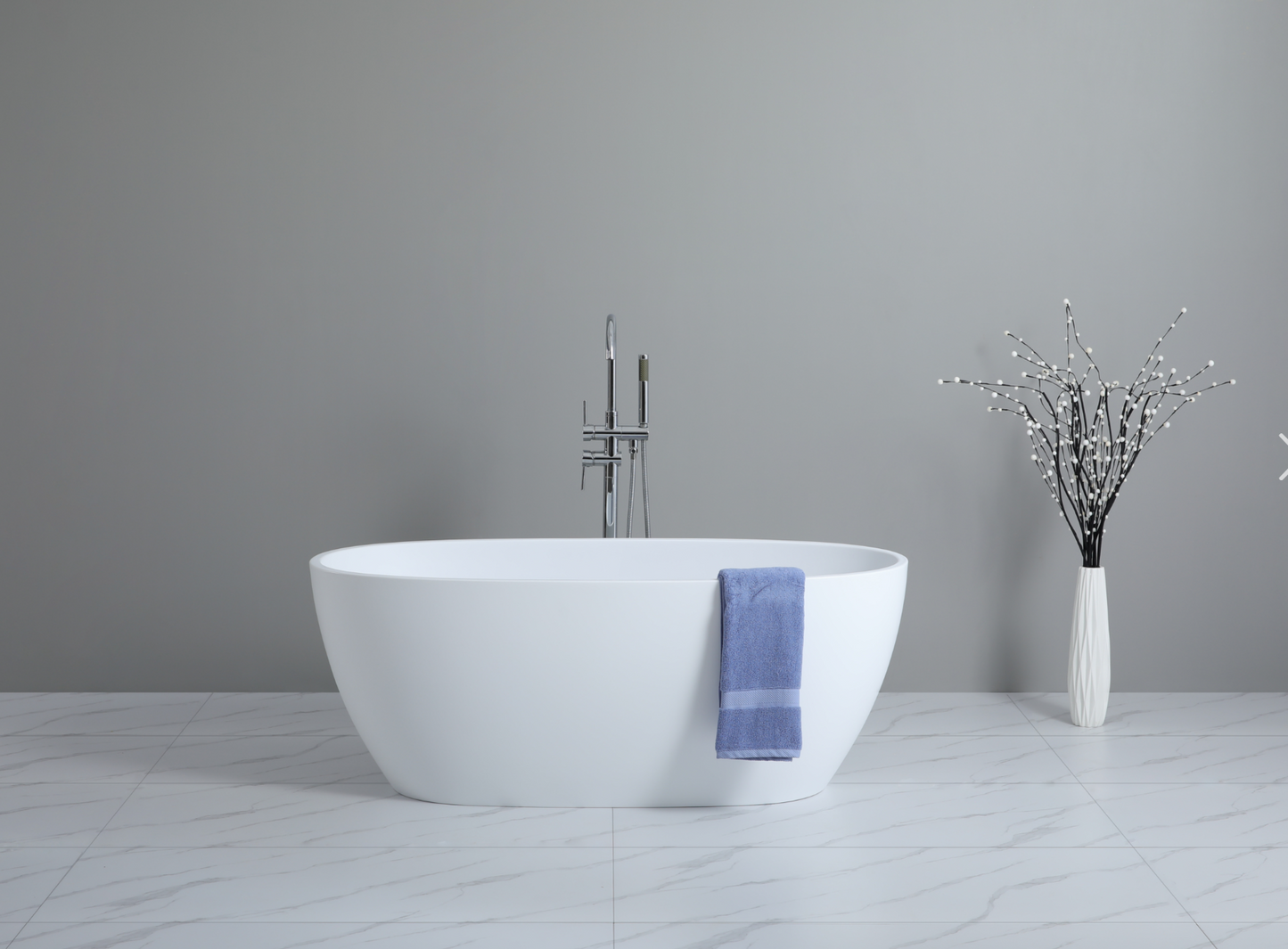 Stella Egg Shaped 1500mm Matte White Free Standing Bath Tub