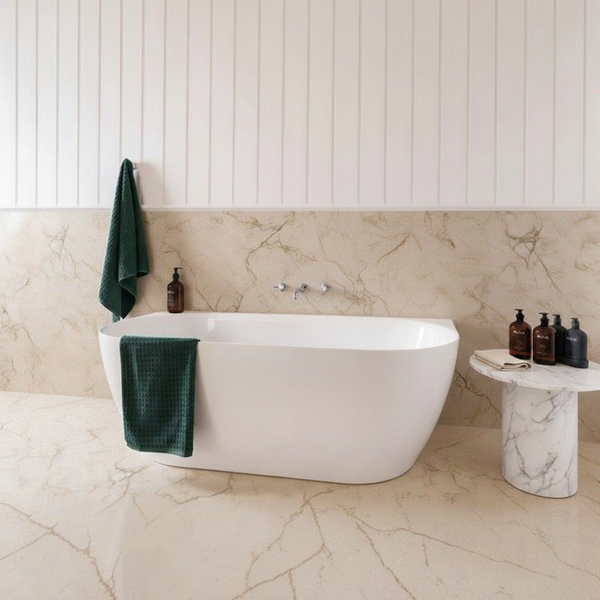 Ovia Madison Back to Wall Bath - 1500mm Gloss White