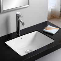 Poseidon 455 x 325 x 180mm Under Mount Basin Rectangle Gloss White Ceramic Under Counter