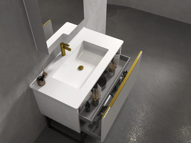 750mm Ashtone Wall Hung Matte White Cabinet Only