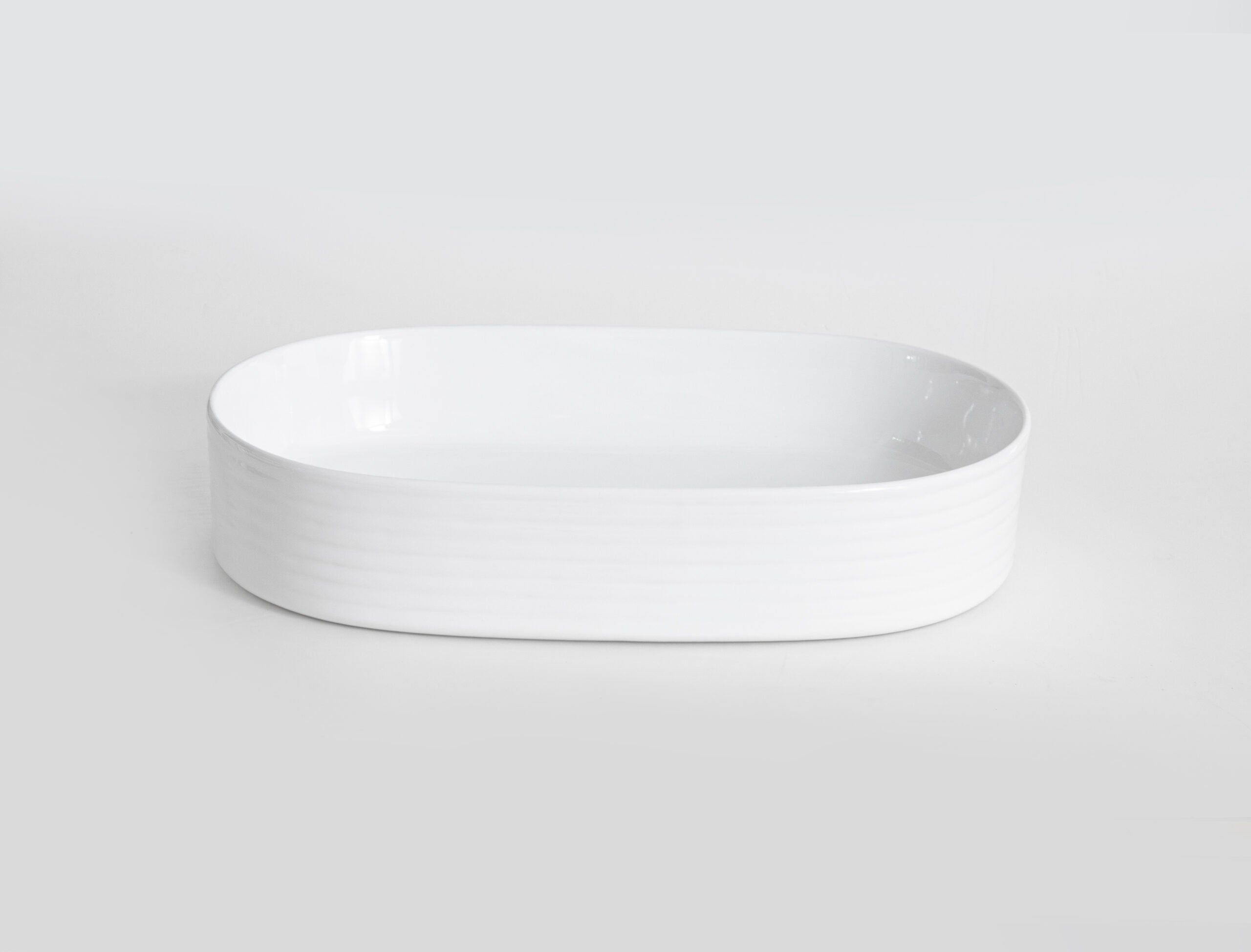 Ovia Fluted Pill Oval Rounded Gloss White Ceramic Basin