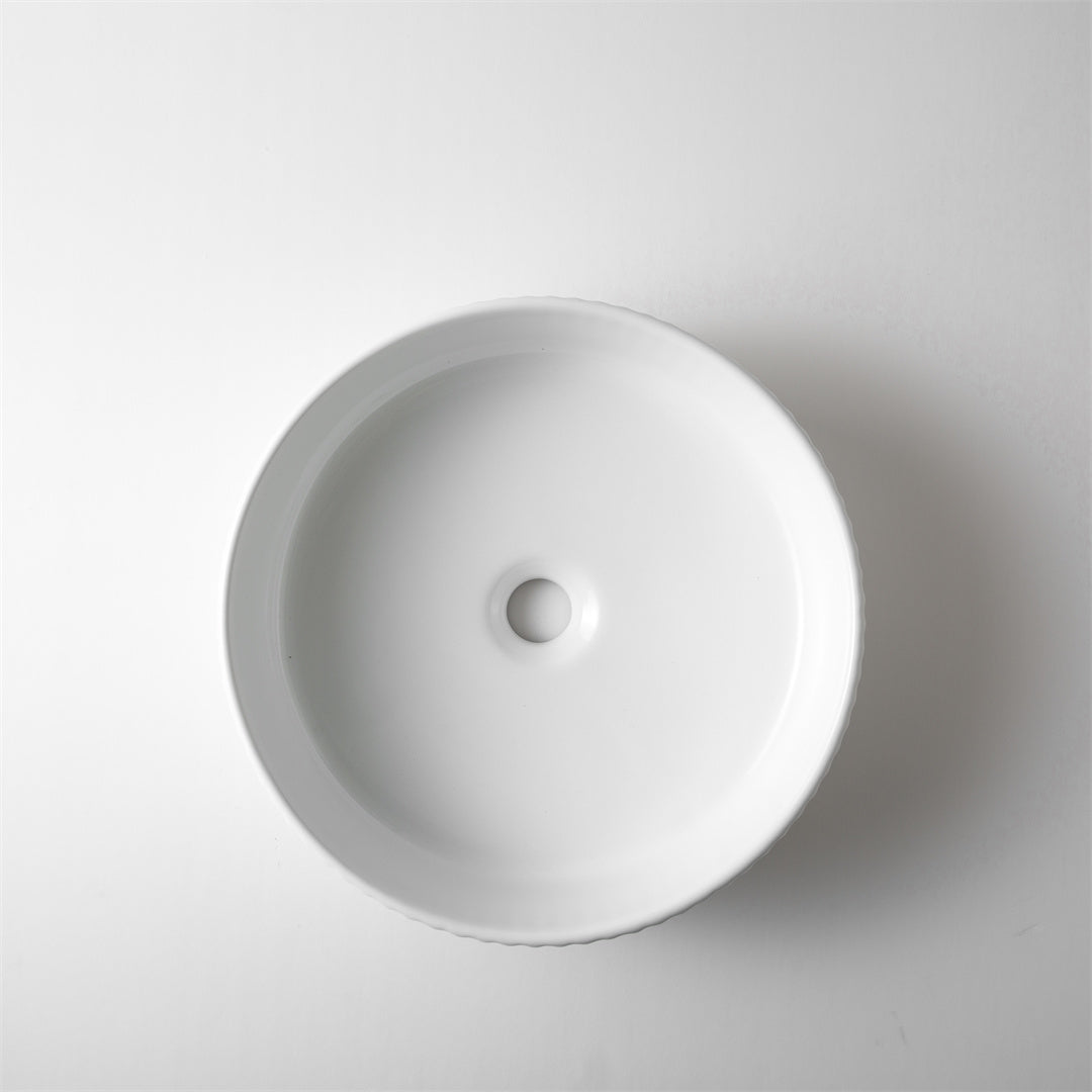 Ovia Alexis Fluted Groove 400mm Gloss White Basin