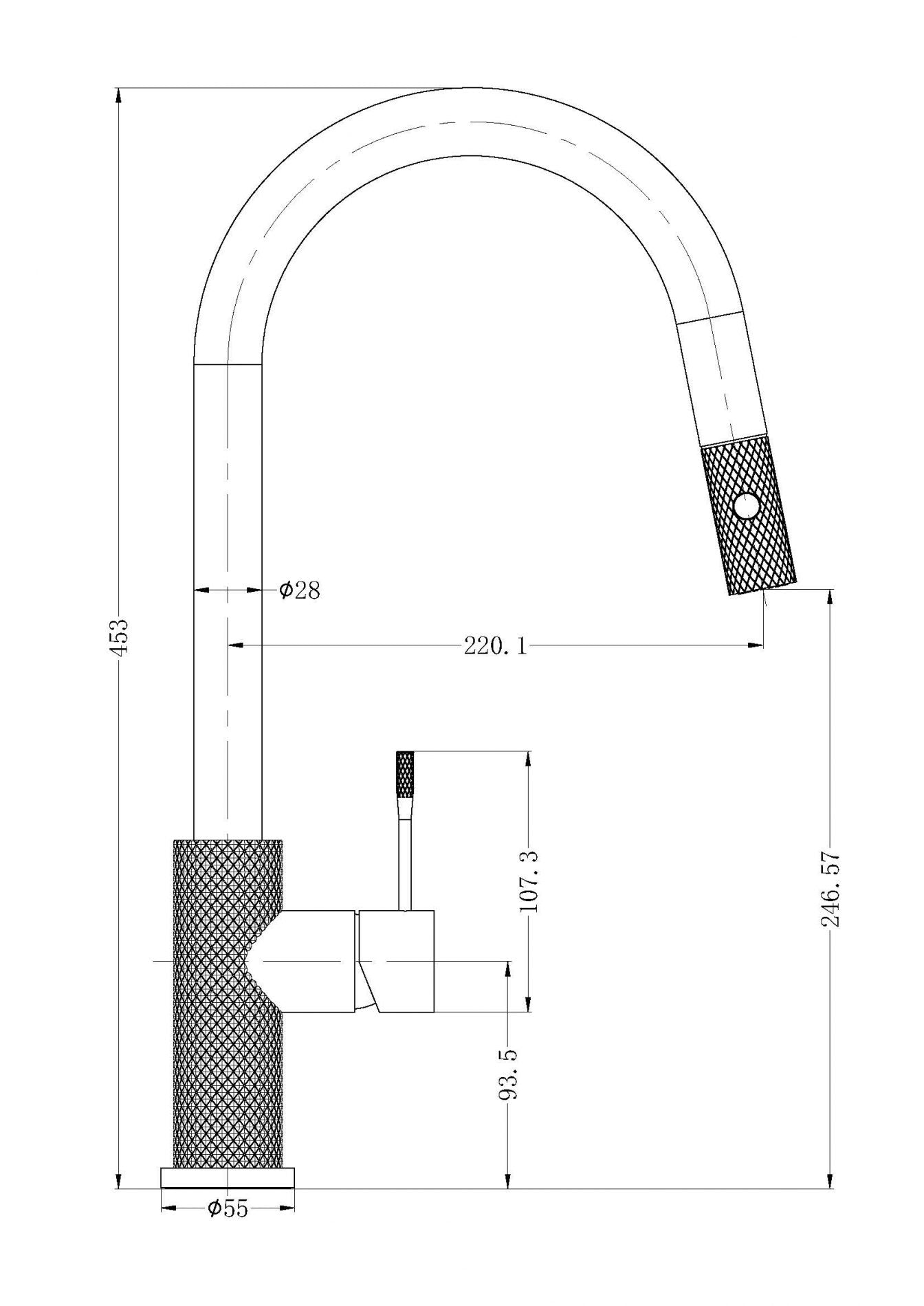 Nero Opal Pull Out Sink Mixer Brushed Nickel