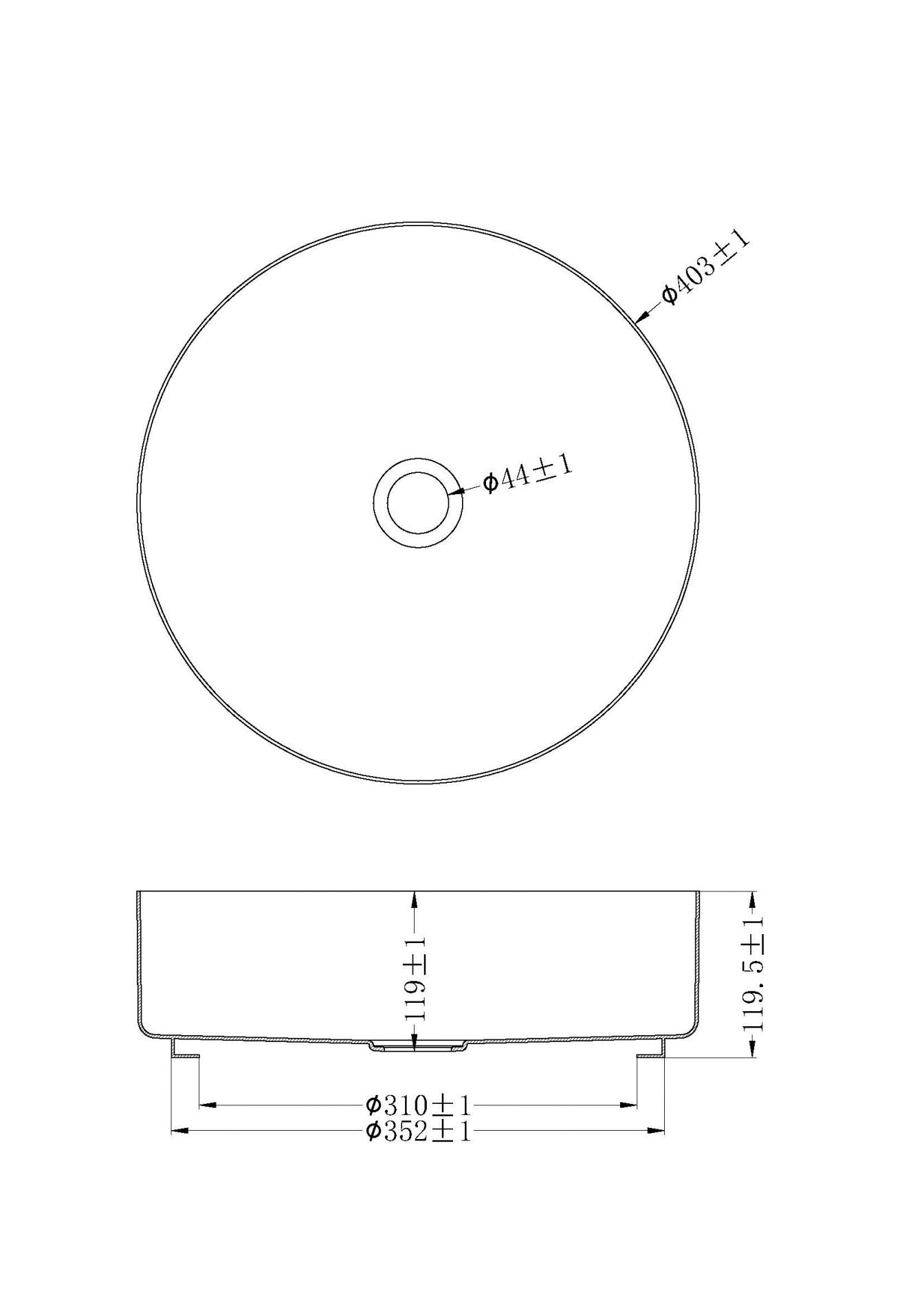 Nero Opal Brushed Gold Stainless Steel Basin 400mm