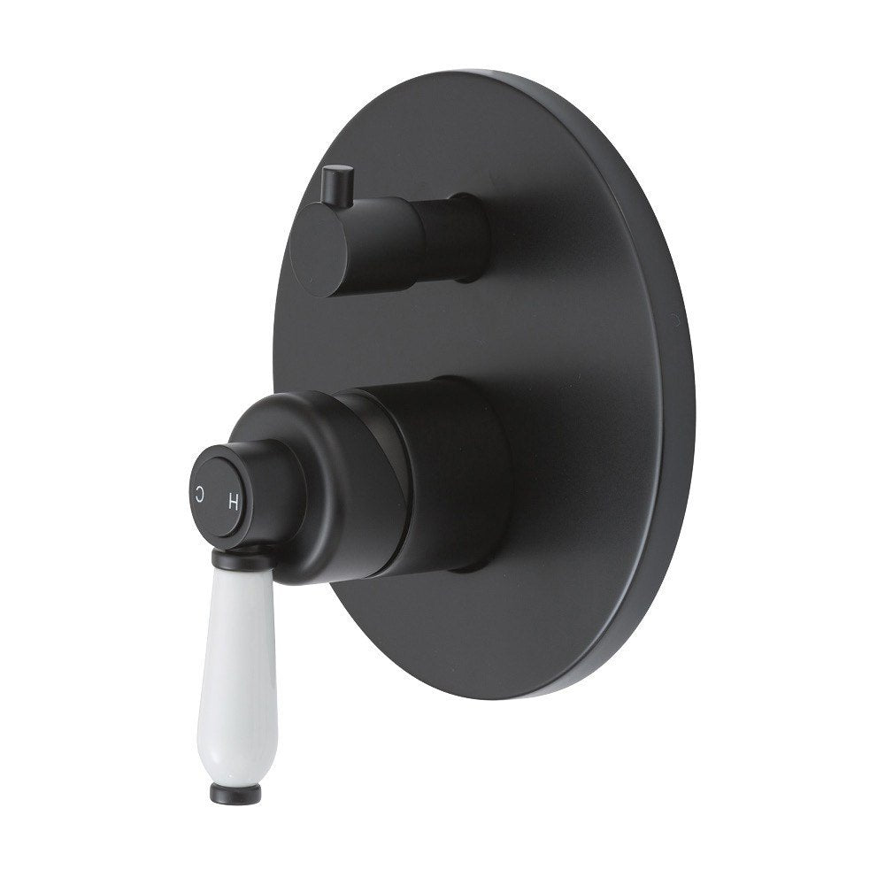 Fienza Eleanor Wall Mixer Diverter - Matte Black/Ceramic