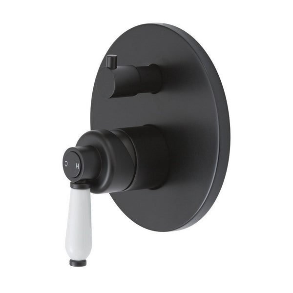 Fienza Eleanor Wall Mixer Diverter - Matte Black/Ceramic