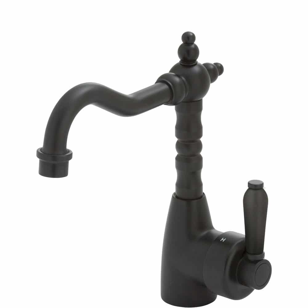 Fienza Eleanor Shepherds Crook Basin Mixer - Matte Black/Matte Black