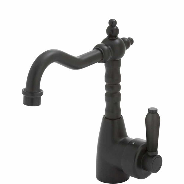 Fienza Eleanor Shepherds Crook Basin Mixer - Matte Black/Matte Black