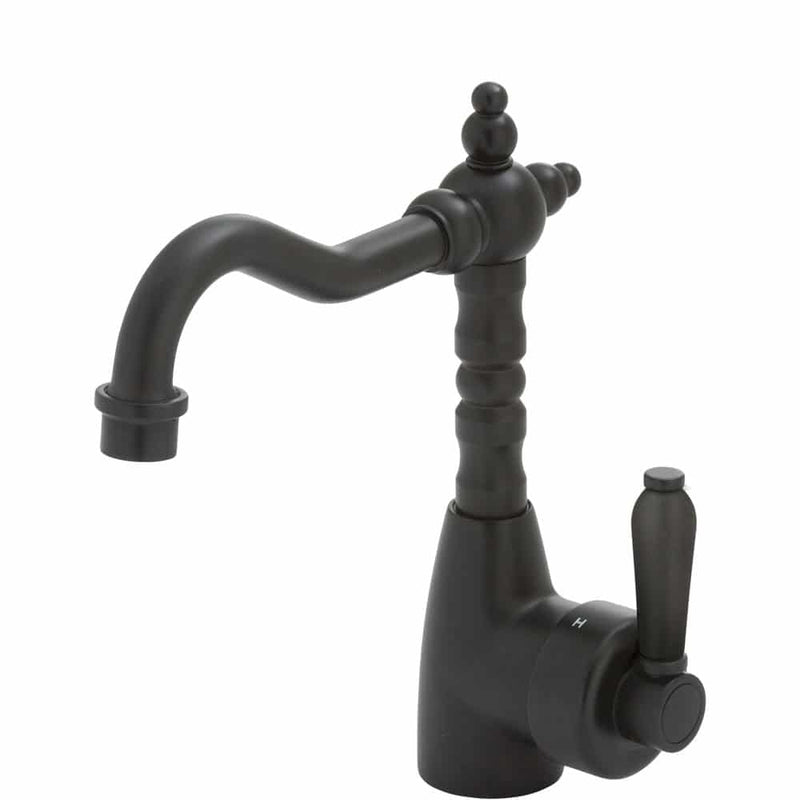 Fienza Eleanor Shepherds Crook Basin Mixer - Matte Black/Matte Black