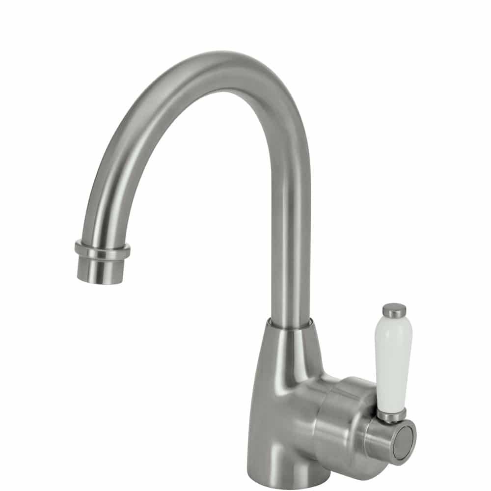 Fienza Eleanor Gooseneck Basin Mixer - Brushed Nickel/Ceramic