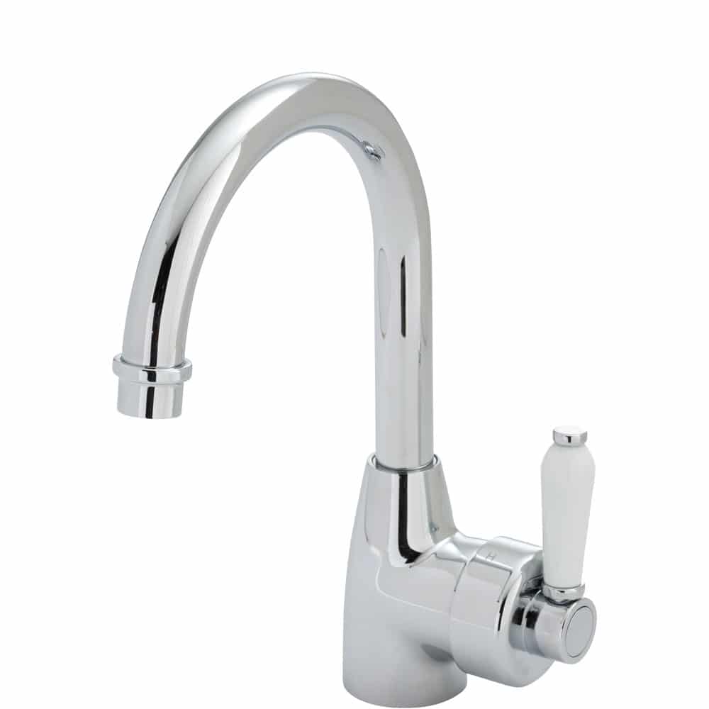 Fienza Eleanor Gooseneck Basin Mixer - Chrome/Ceramic
