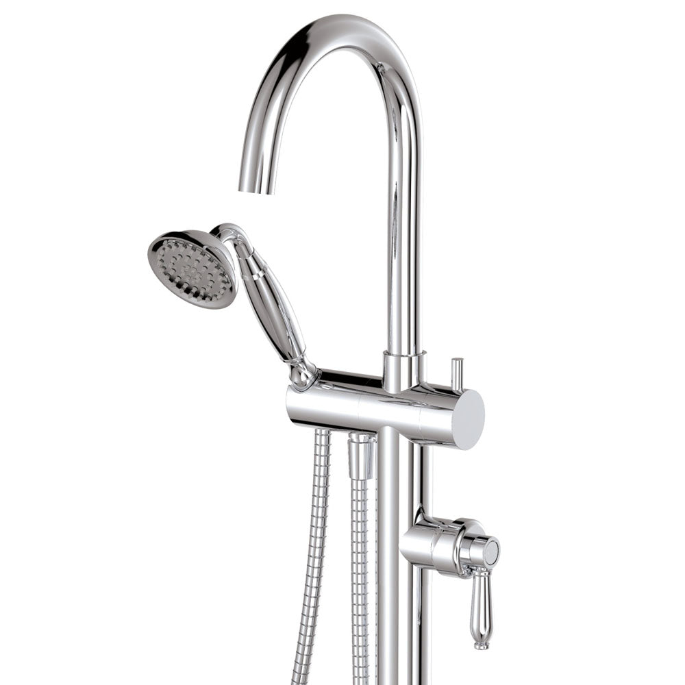 Fienza Eleanor Floor Mixer & Shower, Chrome / Chrome
