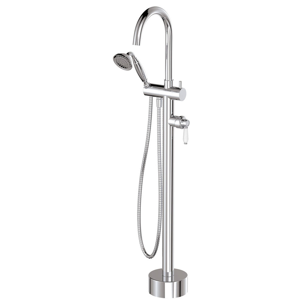 Fienza Eleanor Floor Mixer & Shower, Chrome / Ceramic
