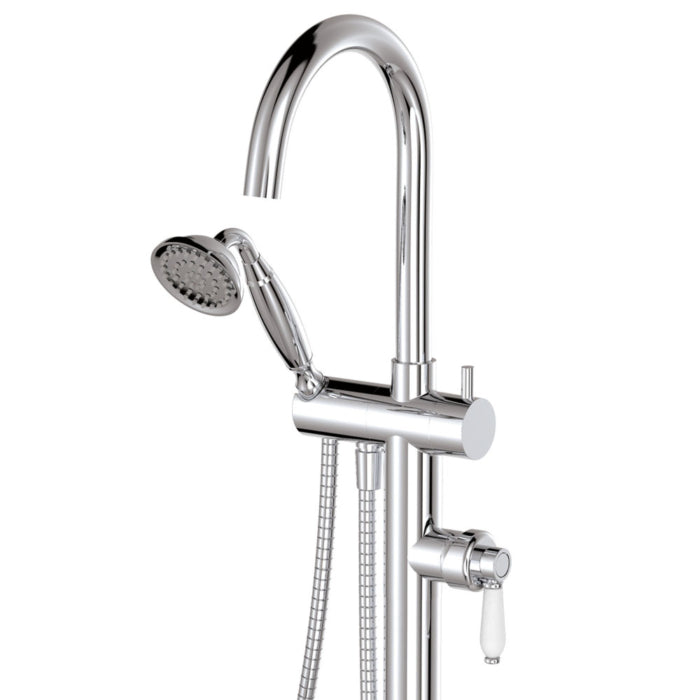 Fienza Eleanor Floor Mixer & Shower, Chrome / Ceramic