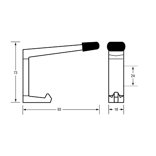 Metlam Antimicrobial 202c Concealed Fix Coat Hook