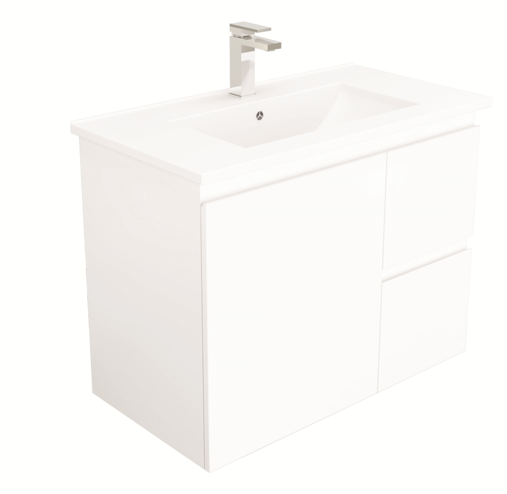BIANCA 75cm Wall Hung Vanity Cabinet - Right Drawers