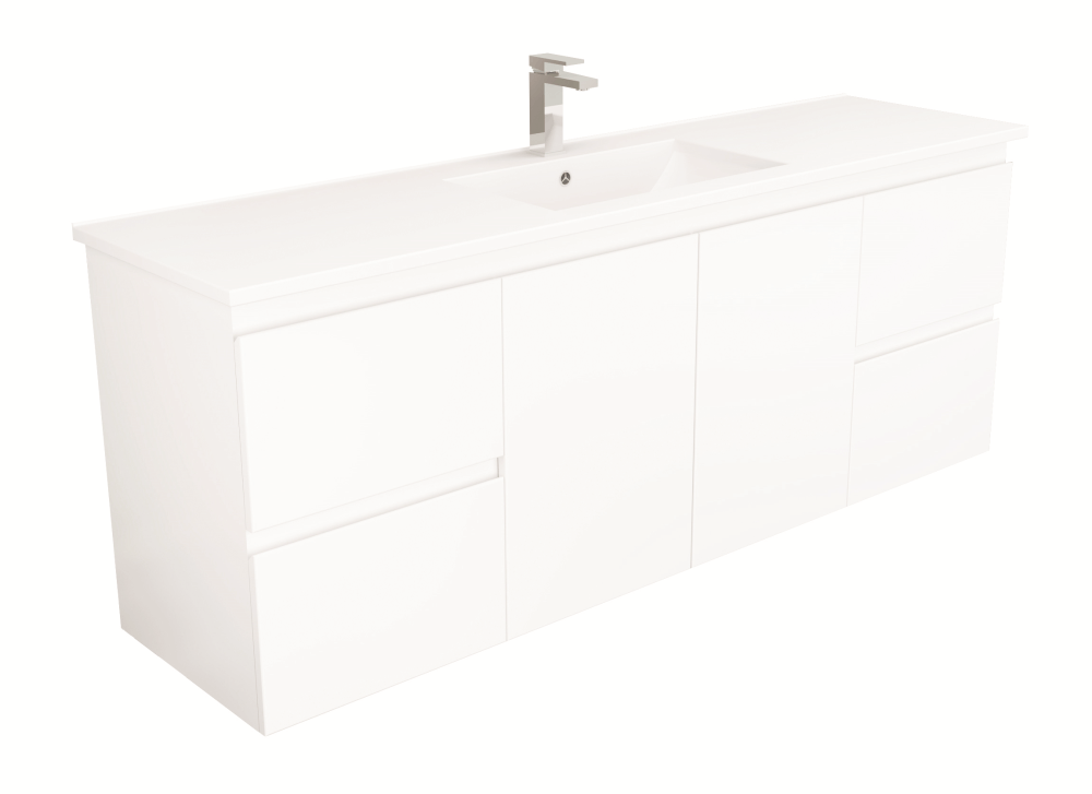 BIANCA 150cm Wall Hung Vanity Cabinet with Ceramic Top Single Bowl