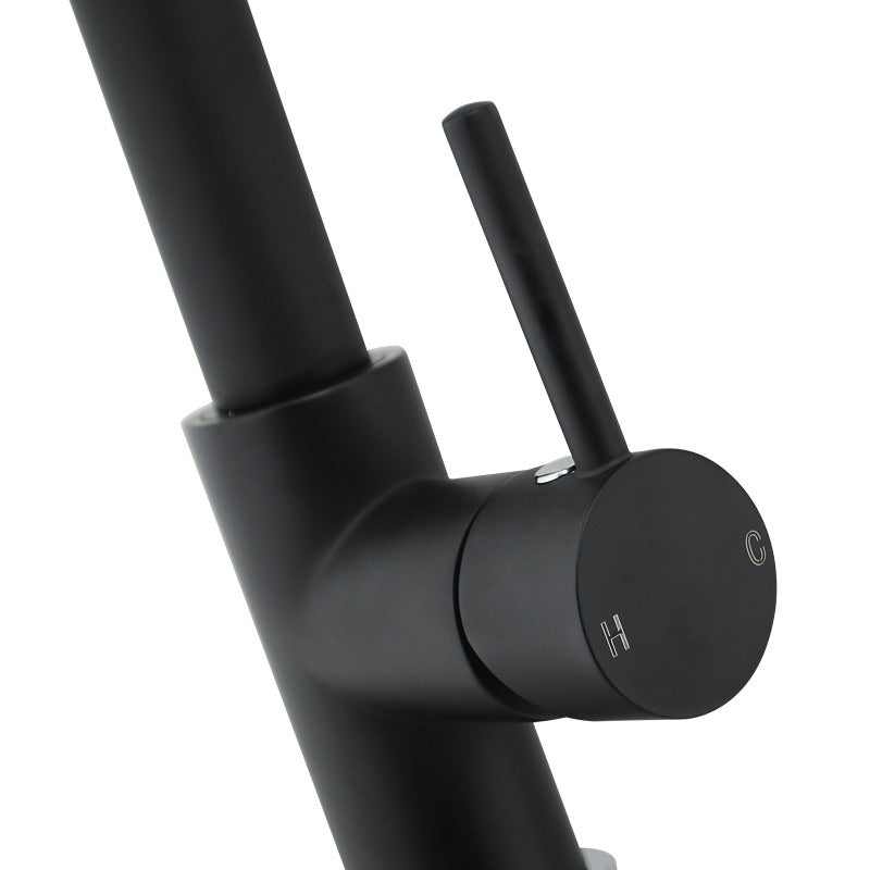 Aquaperla Euro Round Electroplated Black Pull Out Kitchen Sink Mixer Tap 360° Swivel Solid Brass