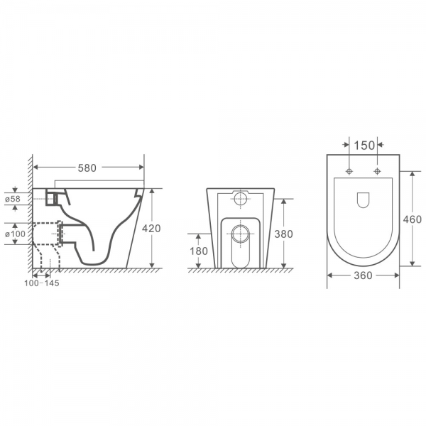 Berlin Quiet Flush Rimless Tornado Floor Pan Matte Black