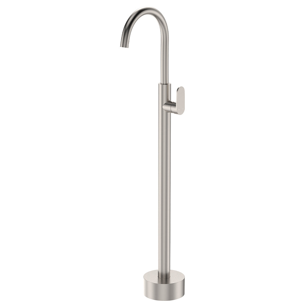 Fienza Empire Slim Floor Mounted Bath Mixer Brushed Nickel