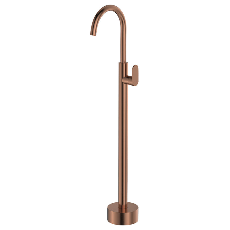 Fienza Empire Slim Floor Mounted Bath Mixer Brushed Copper