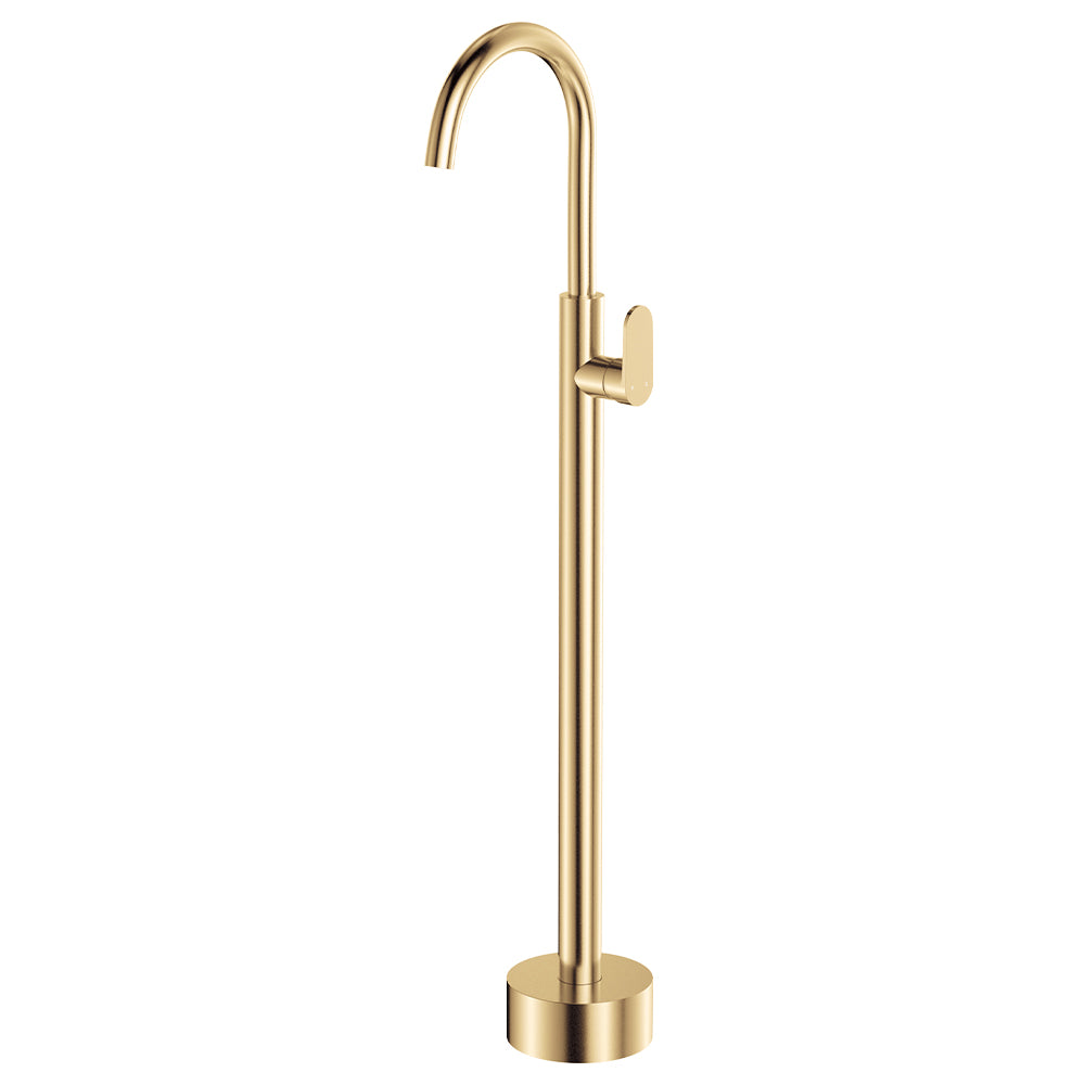 Fienza Empire Slim Floor Mounted Bath Mixer Urban Brass