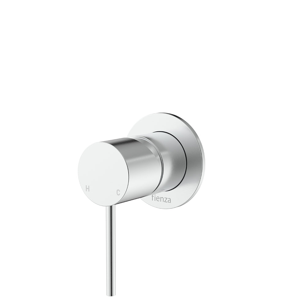 Fienza Kaya Outdoor Living Wall Mixer, Round Plate, Brushed Stainless Steel