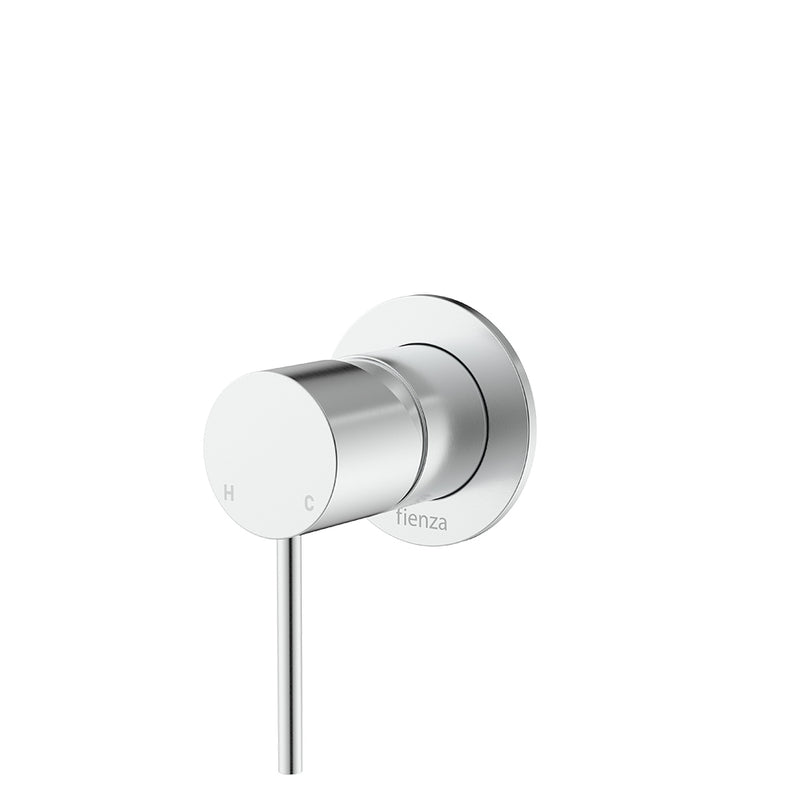 Fienza Kaya Outdoor Living Wall Mixer, Round Plate, Brushed Stainless Steel
