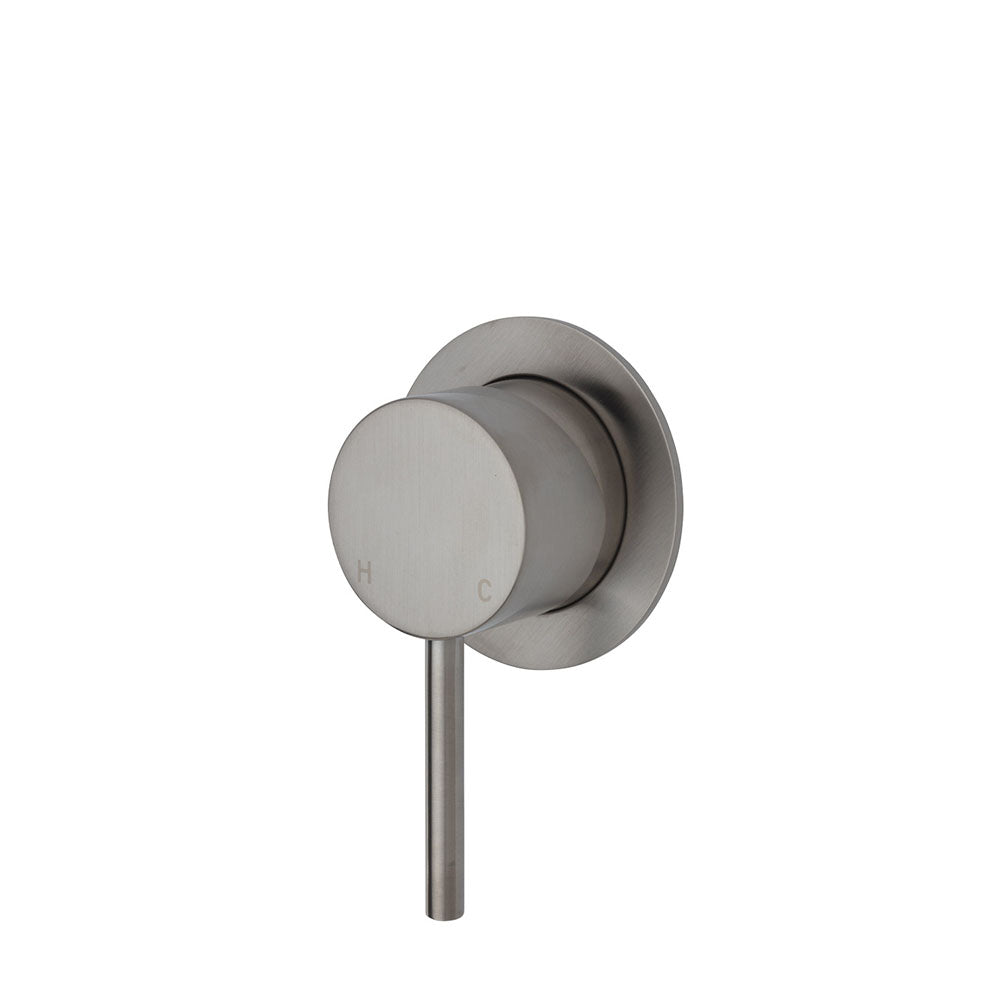 Fienza Kaya Wall Mixer Brushed Nickel Small Round Plate