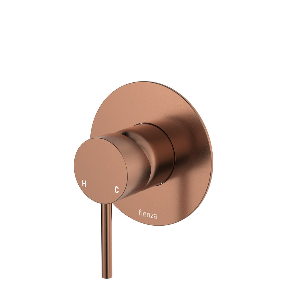 Fienza Kaya Wall Mixer, Large Round Plate, Brushed Copper