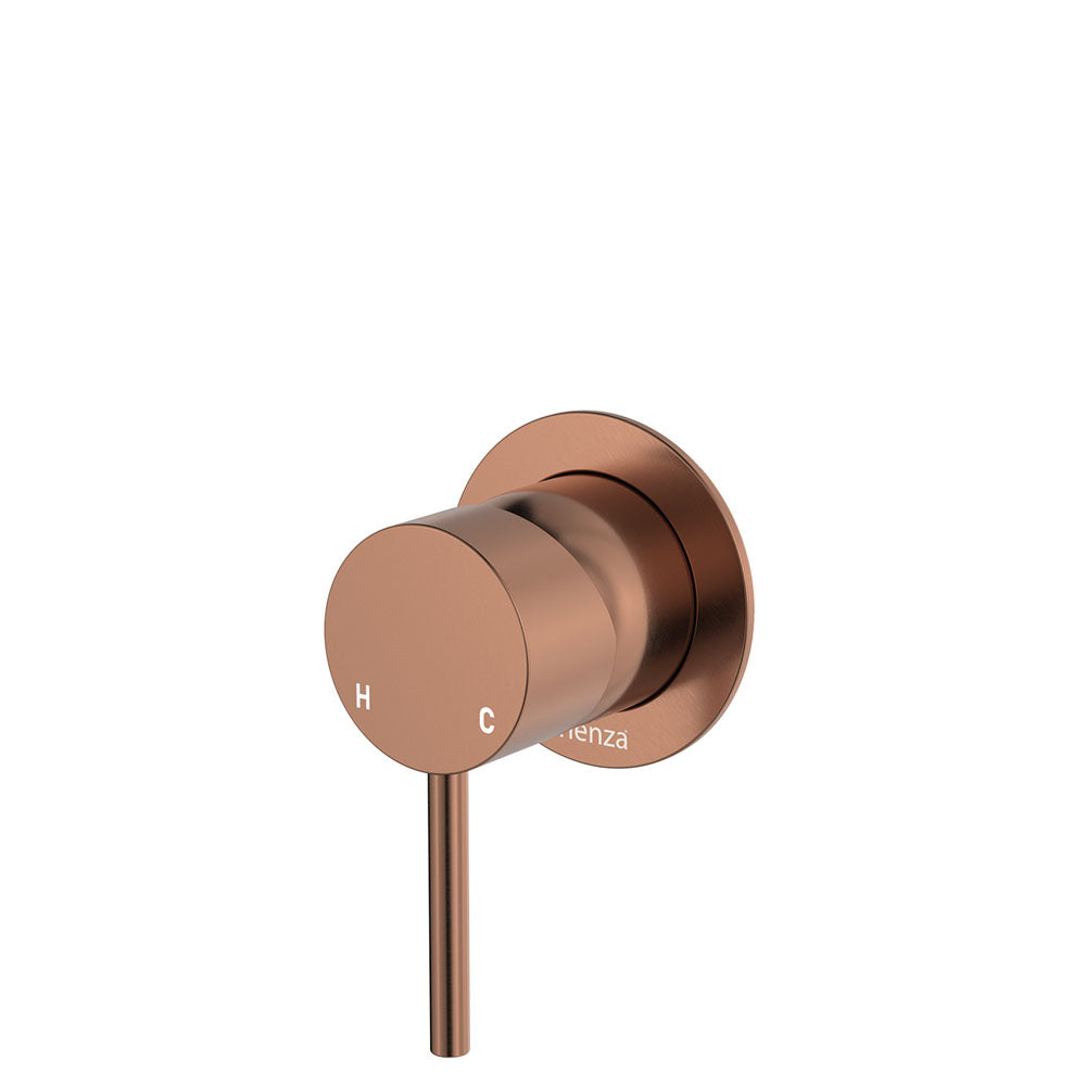 Fienza Kaya Wall Mixer, Small Round Plate, Brushed Copper