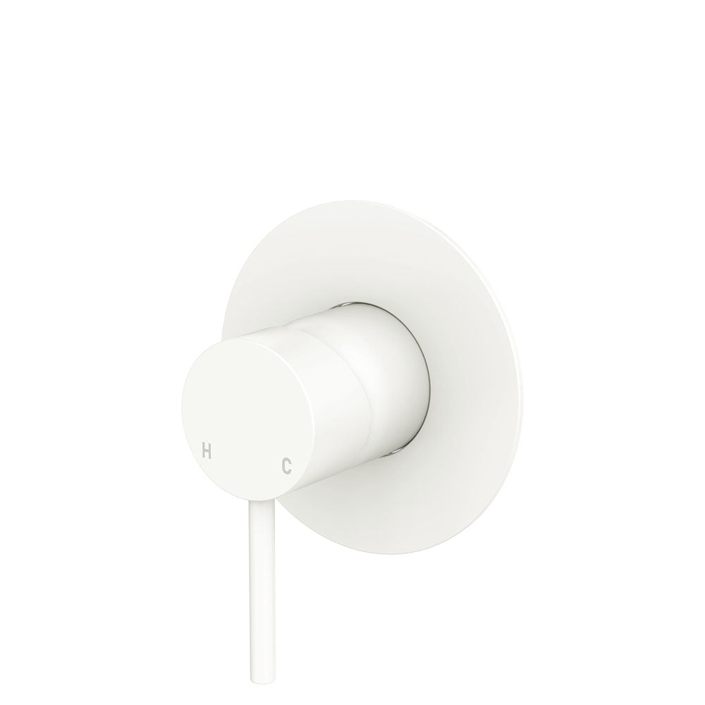 Fienza Kaya Wall Mixer, Large Round Plate, Matte White
