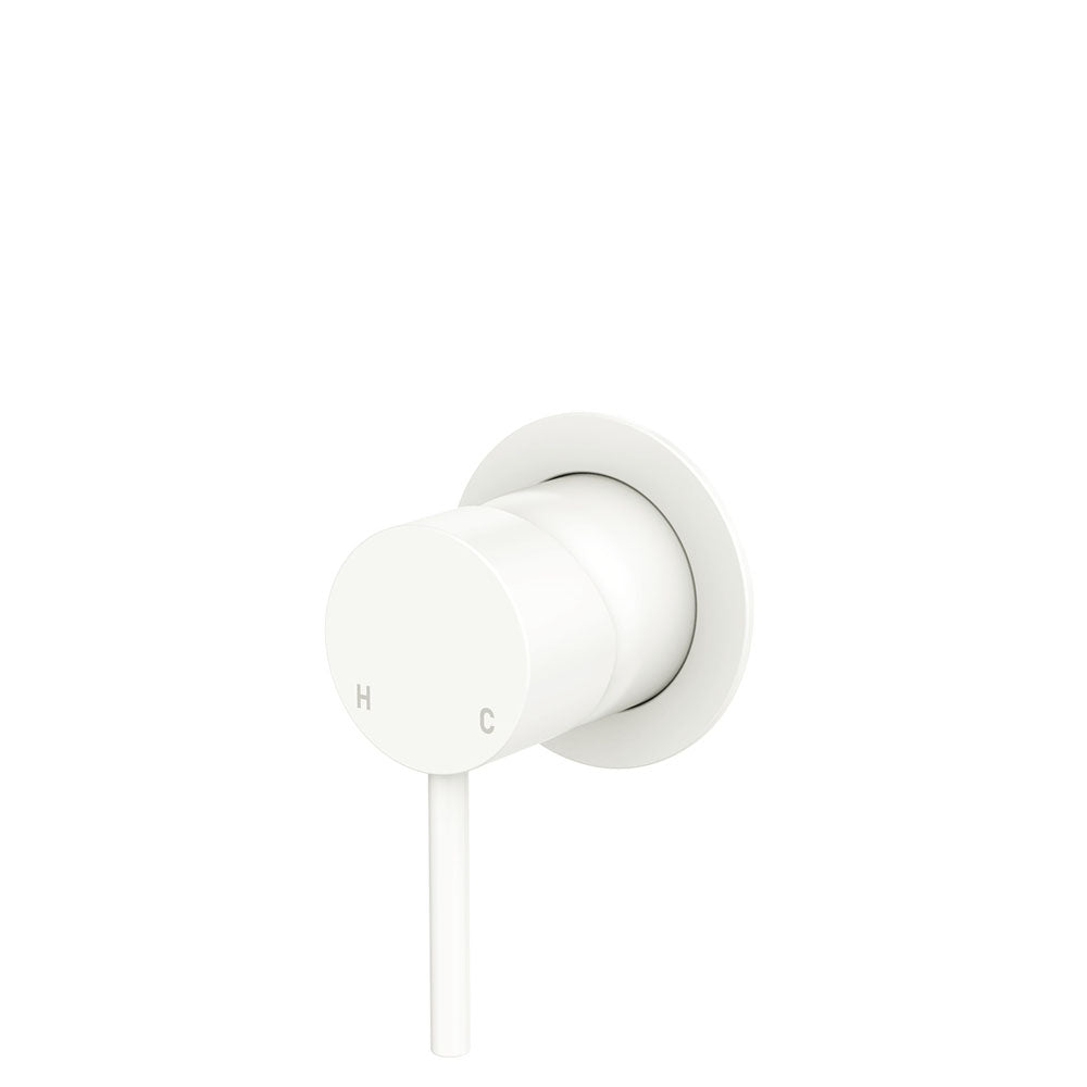 Fienza Kaya Wall Mixer, Small Round Plate, Matte White