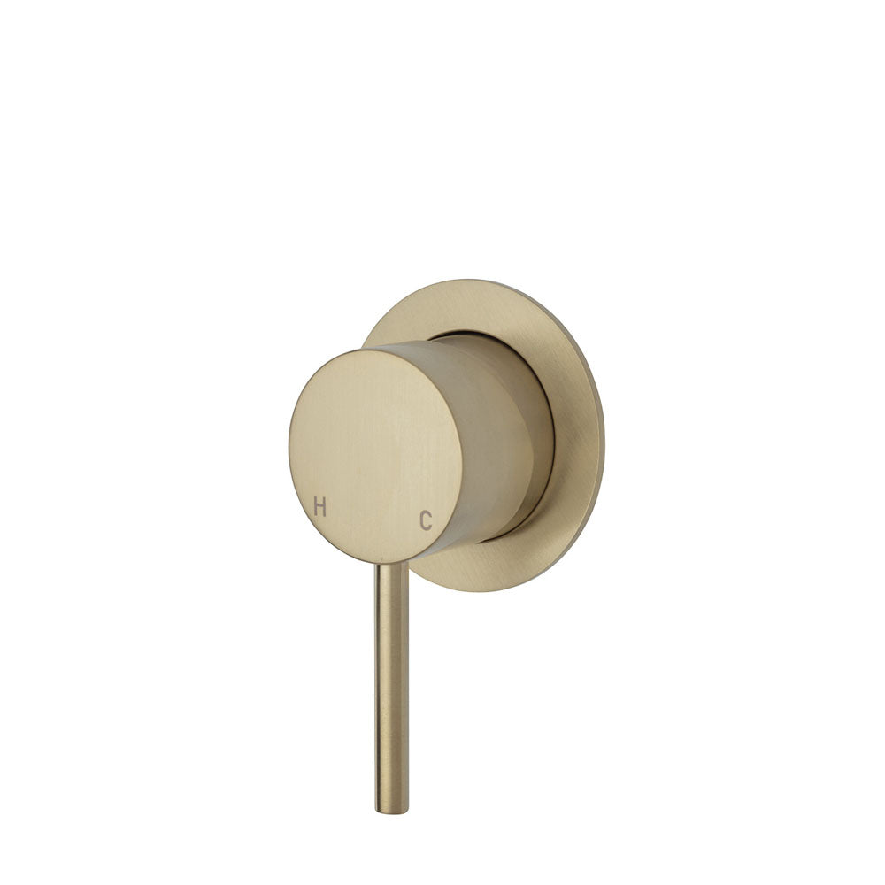 Fienza Kaya Wall Mixer Urban Brass Small Round Plate